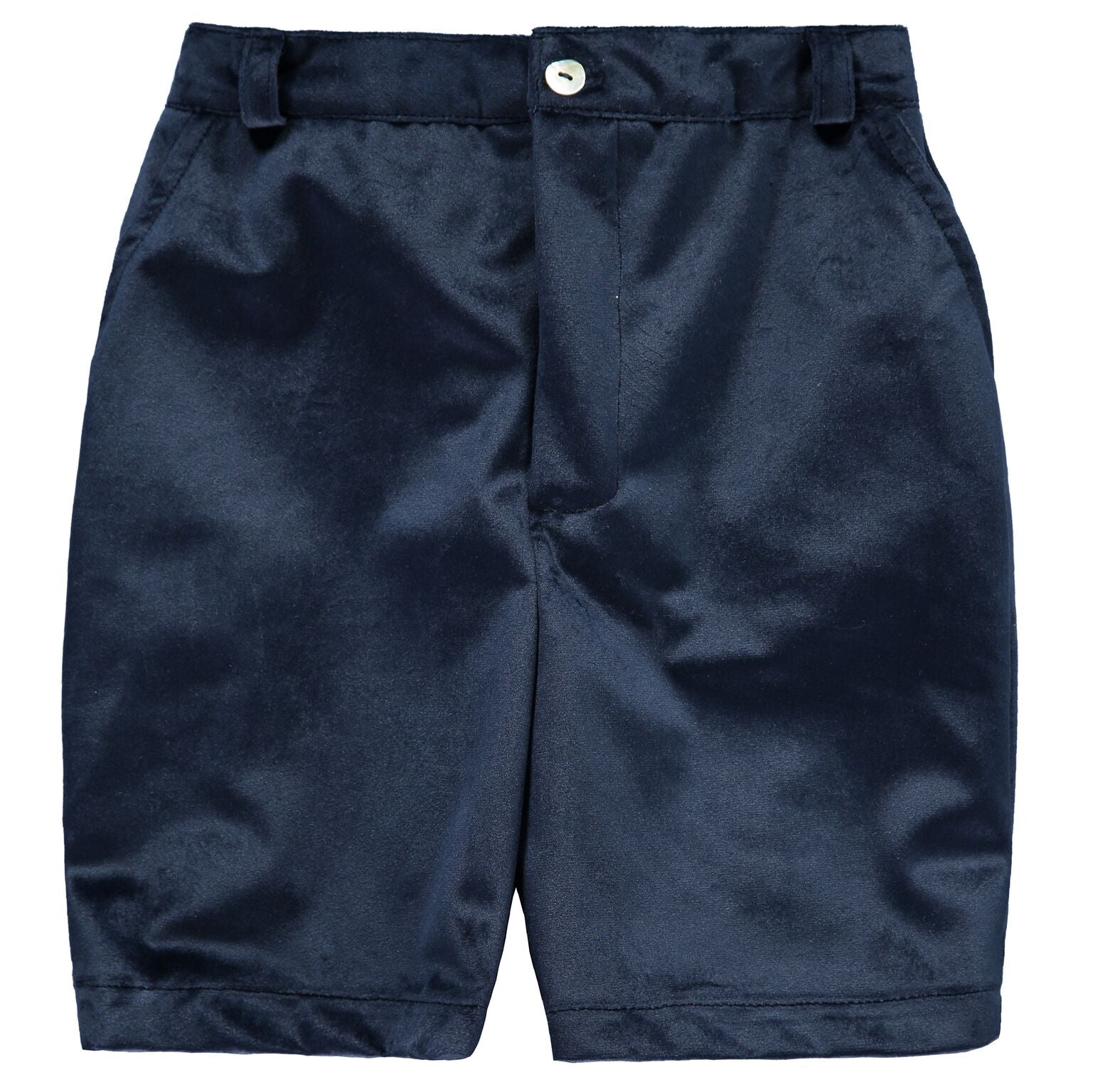 Navy Blue Velvet Shorts
