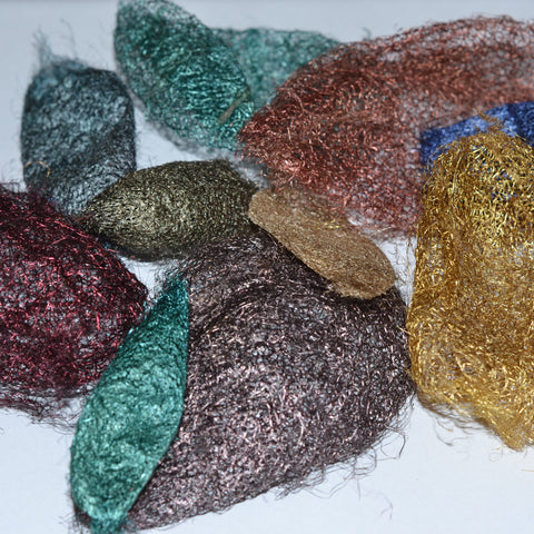 Separated and dyed Ceranchia inner and outer cocoons