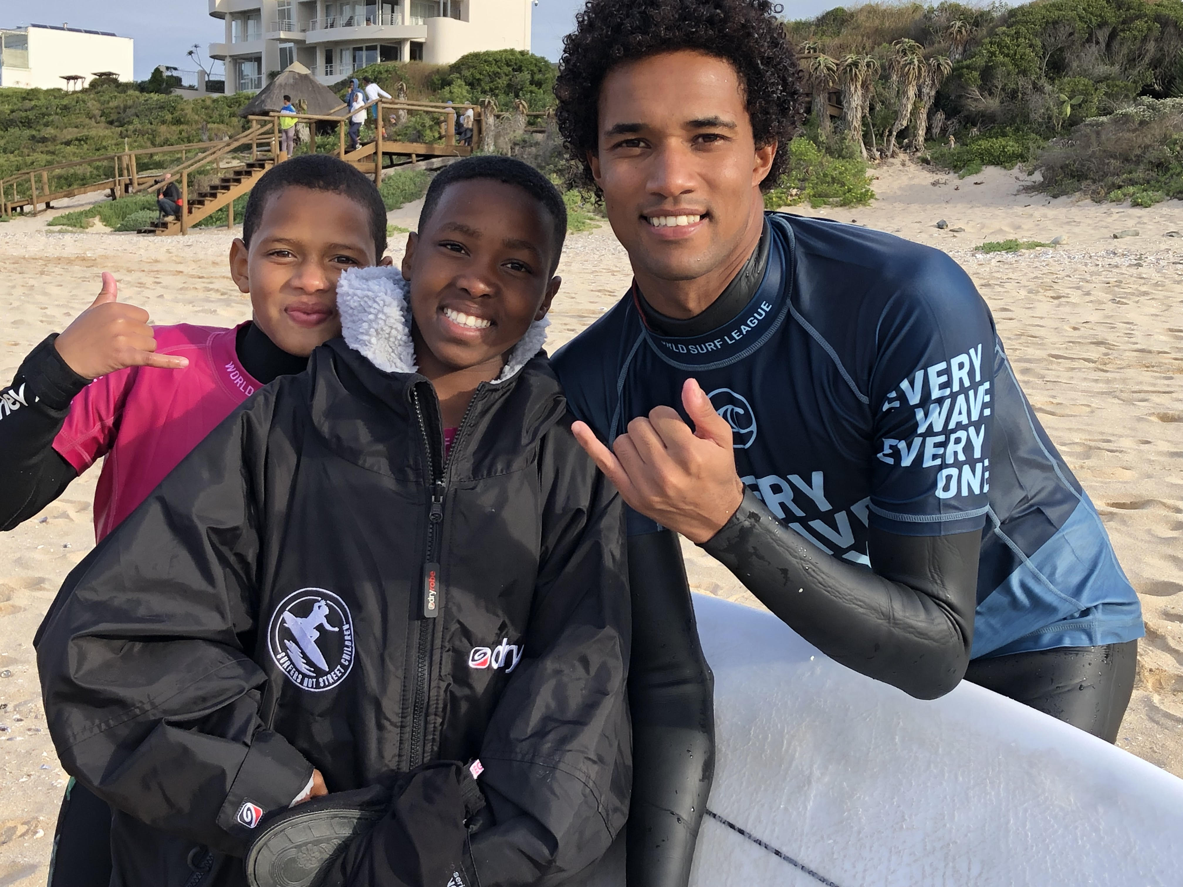 Michael February and Surfers Not Street Children at WSL J-Bay Open 2019