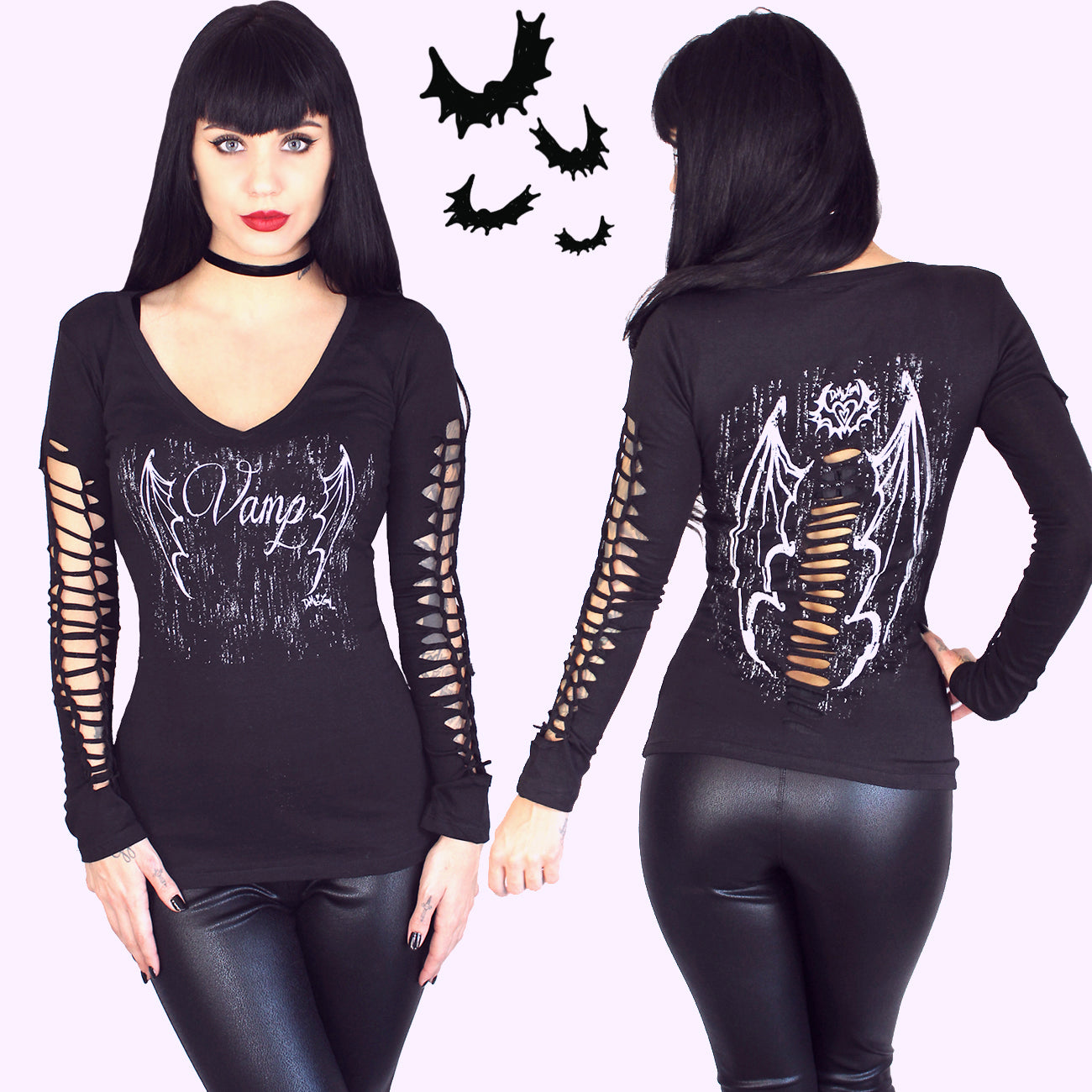 Demi loon pinup clothing slashed angel tee gothic tee