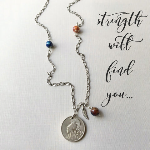 Athena Necklace - greek coin- strength