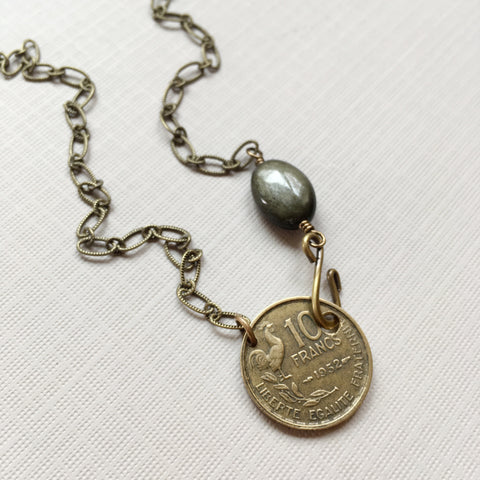 French franc coin necklace-coin jewelry