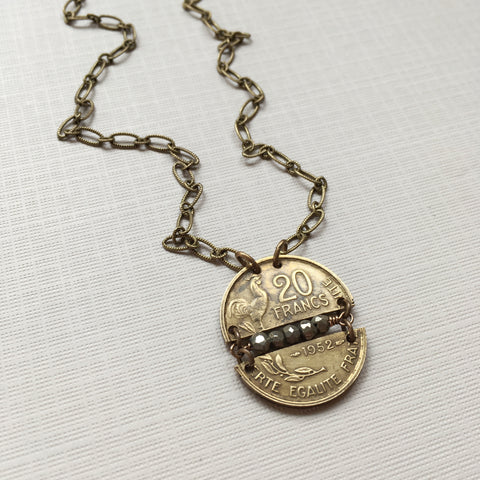 Make some noise necklace-french franc-coin jewelry