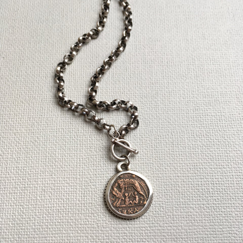 Roman coin necklace She Wolf