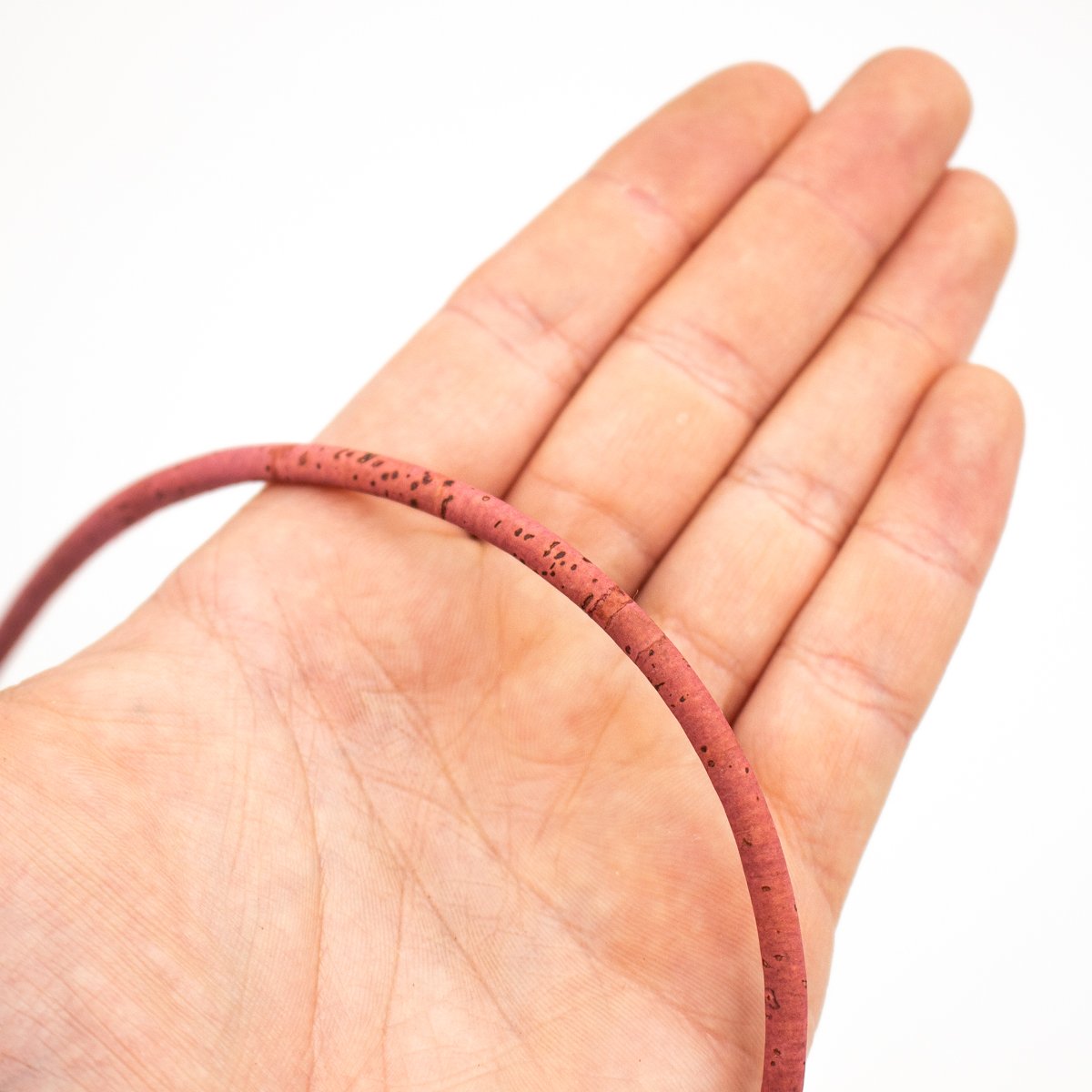 10meter 5mm round old pink cork cord COR-335