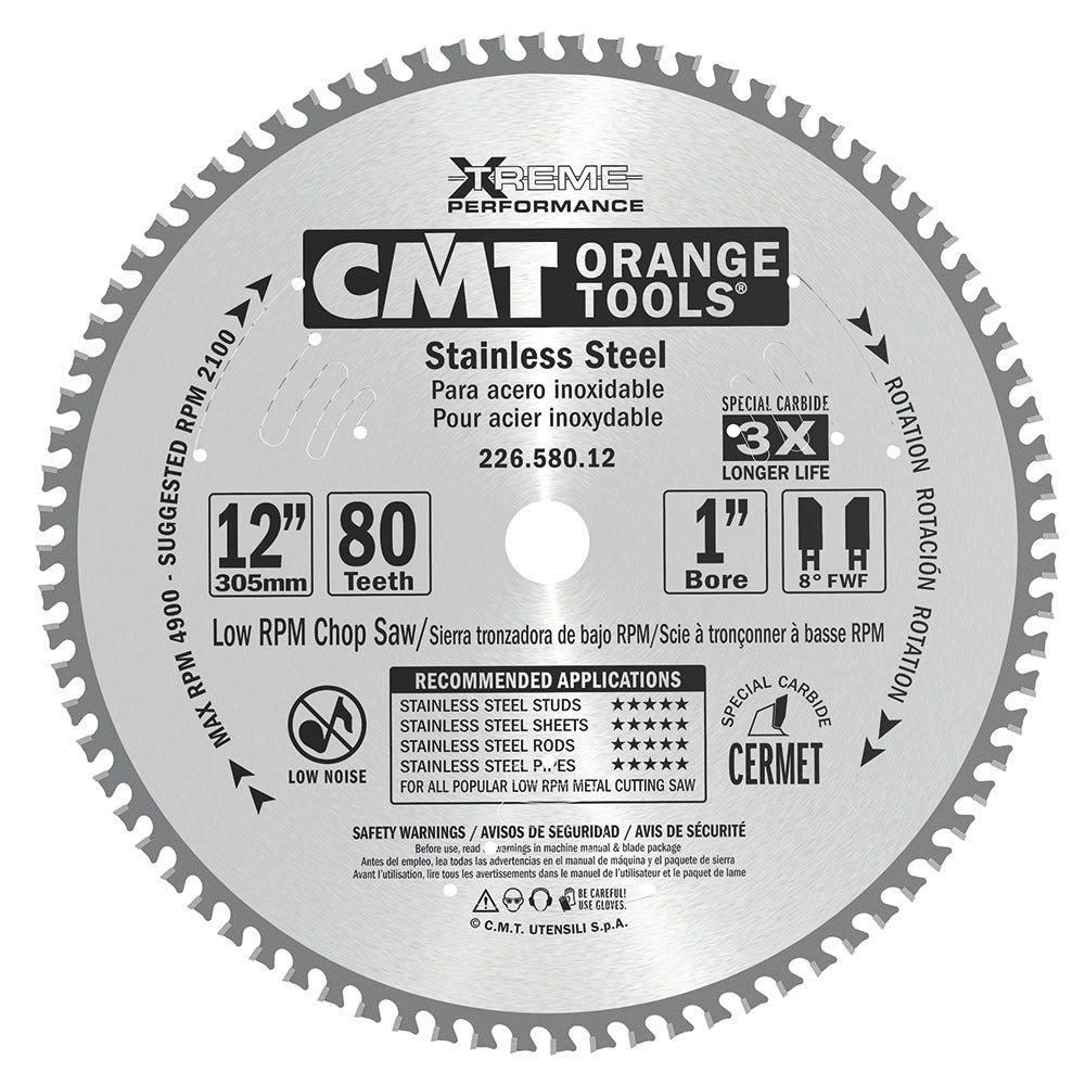 のぼり「リサイクル」 CMT 226.580.12 Stainless Steel Saw Blade with 12-Inch by 80  Teeth 8-Degree FWF and 1-Inch Bore