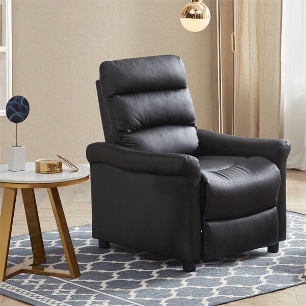 small black leather recliner