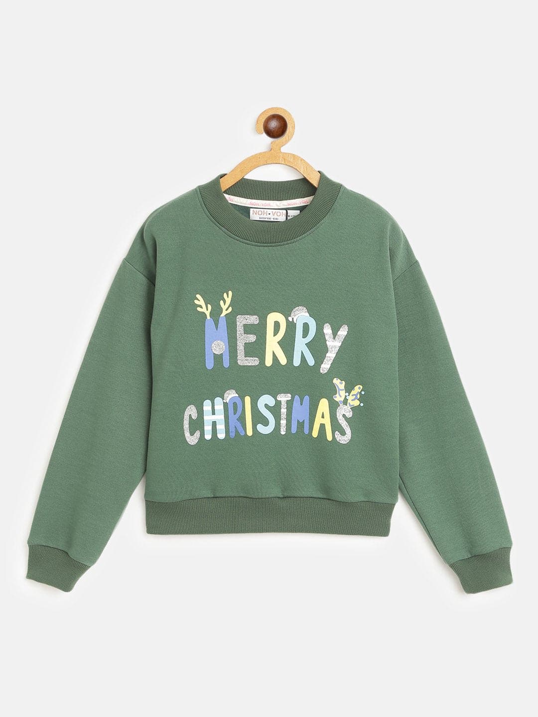 Buy Girls Green MERRY CHRISTMAS Print Sweatshirt Online at Sassafras