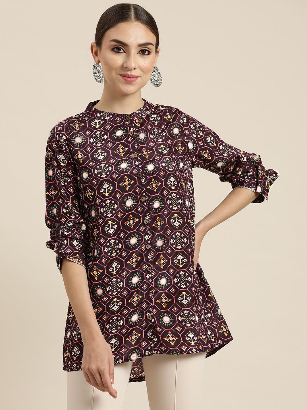 Buy Women Purple Patola High Low Shirt Online at Sassafras