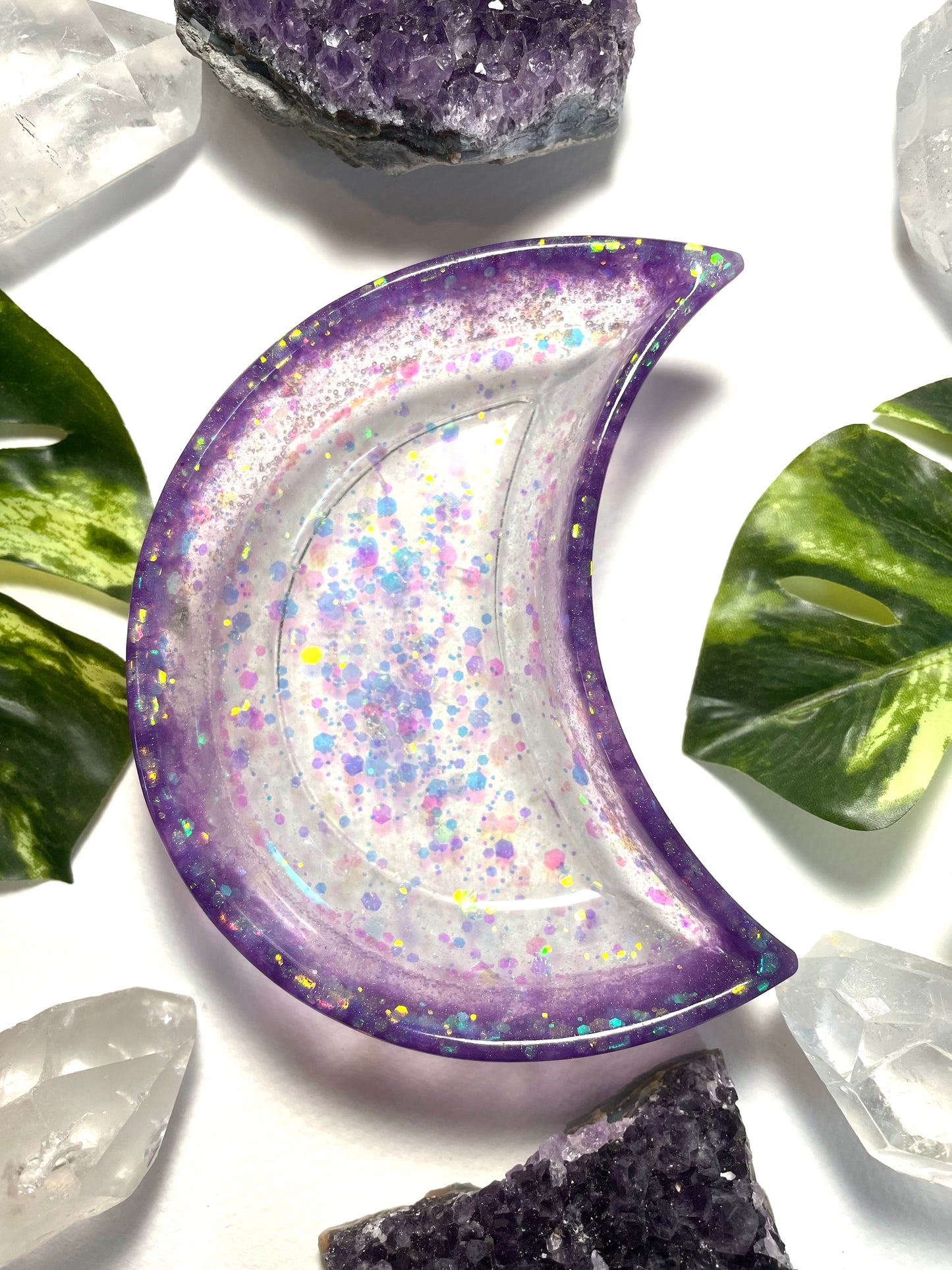 Glitter moon dish moon trinket dish