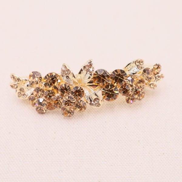 Golden Crystal Hair Clip Barrette | Symila Fashion