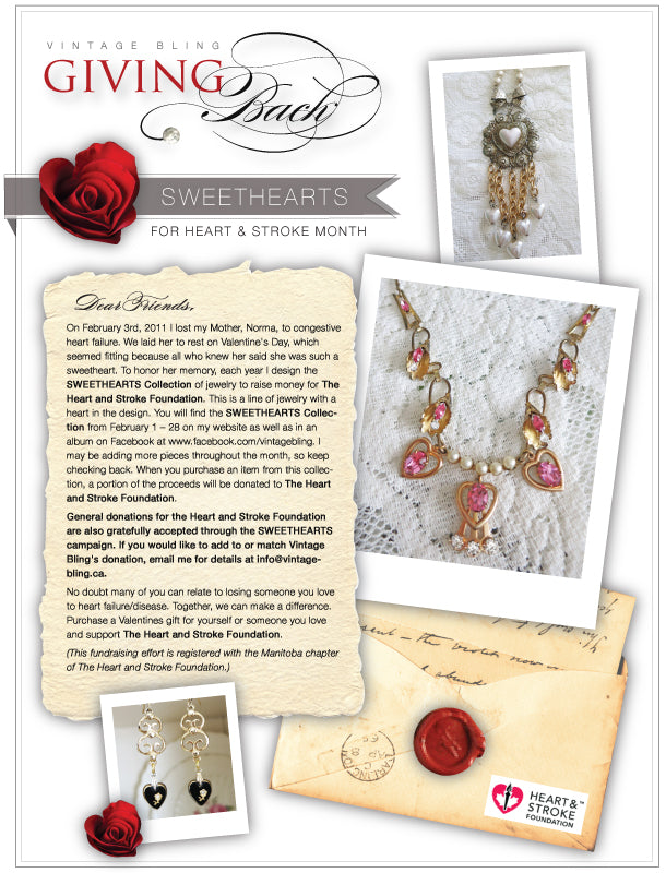 Vintage Bling's Sweetheart Collection in support of The Heart & Stroke Foundation