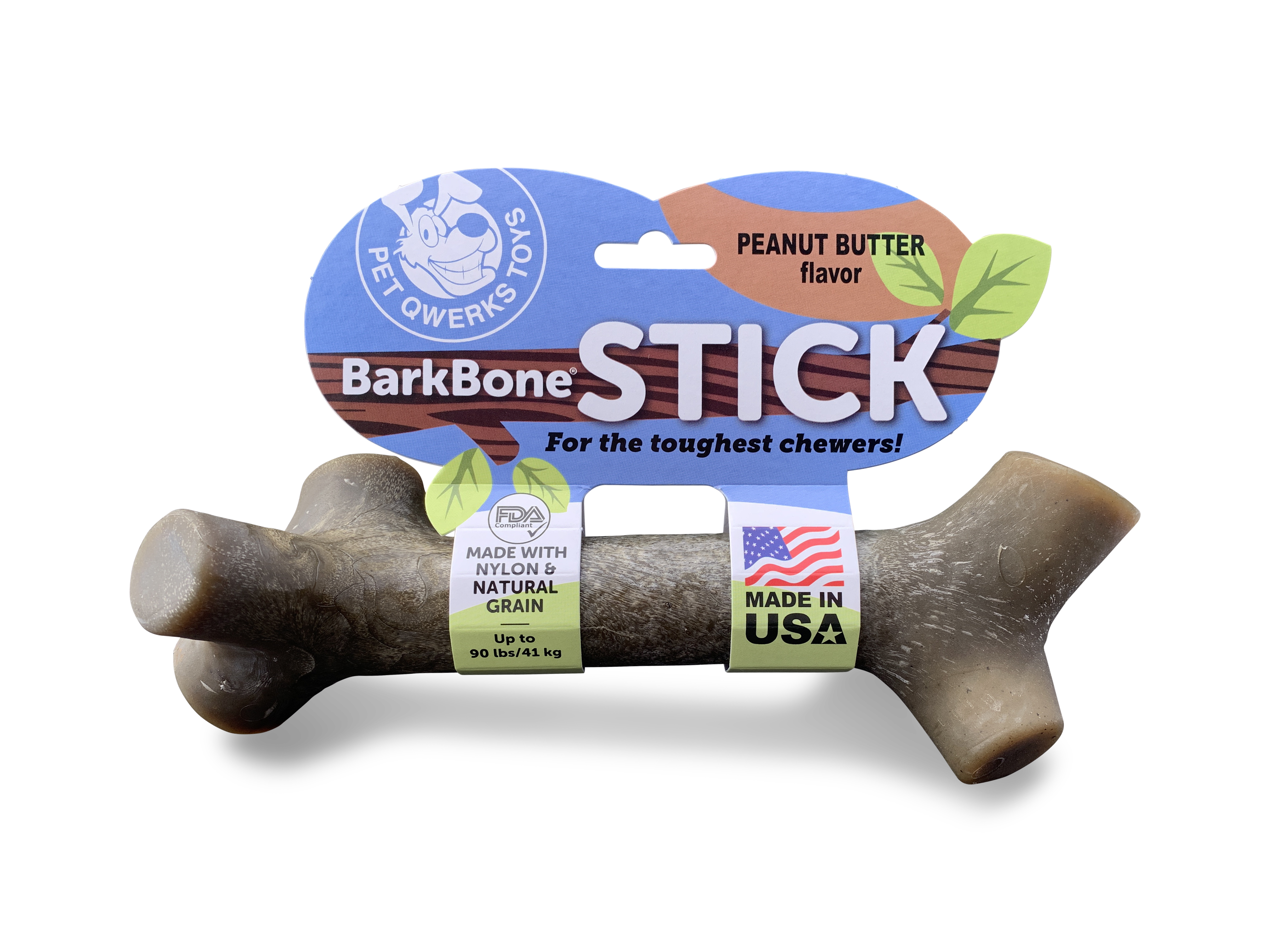 Pet Qwerks Barkbone Stick Peanut Butter Flavored Dog Chew Toy