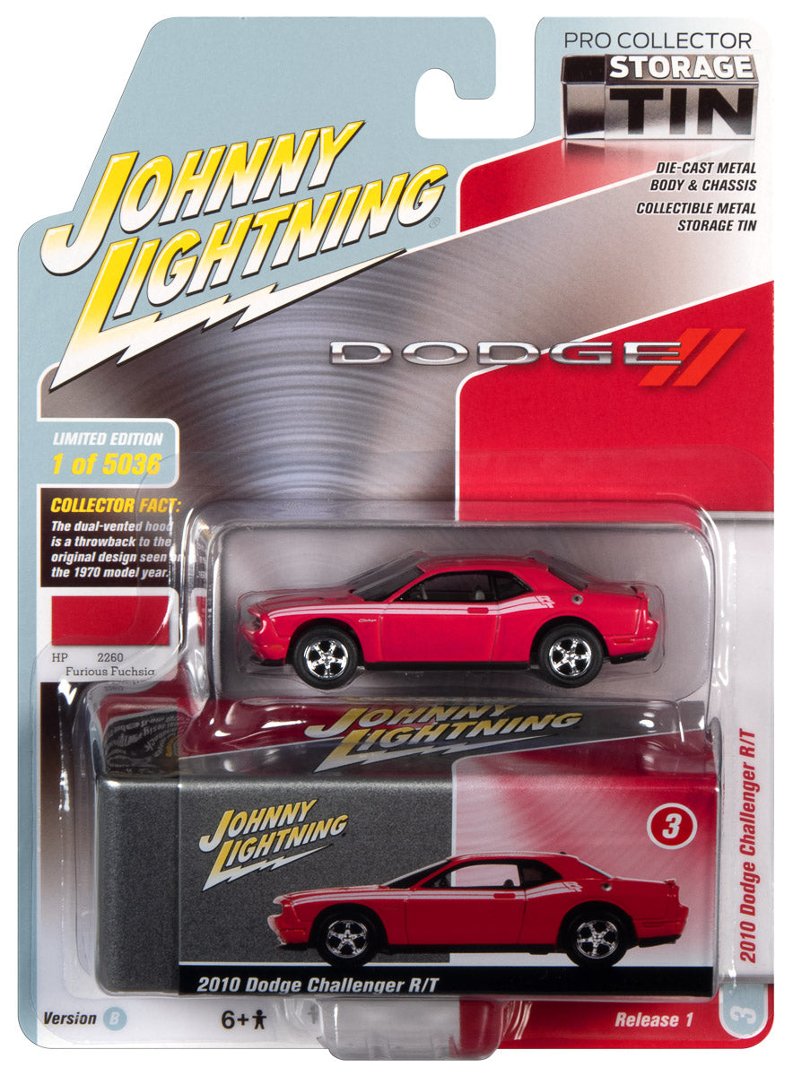 2010 Dodge Challenger R/T Furious Fuchsia  Tin Garage*RR* Johnny Lightning 1:64