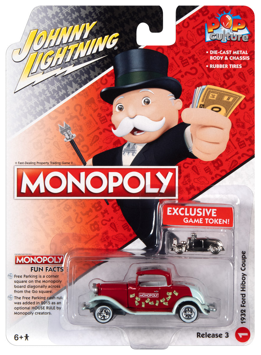 Money 1:64 w/ Game Piece 2002 Johnny Lightning 1932 Ford Hi Boy Monopoly Dice 