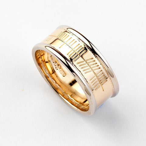 Ogham Jewelry - Gold Ring inscribed with Ogham writing