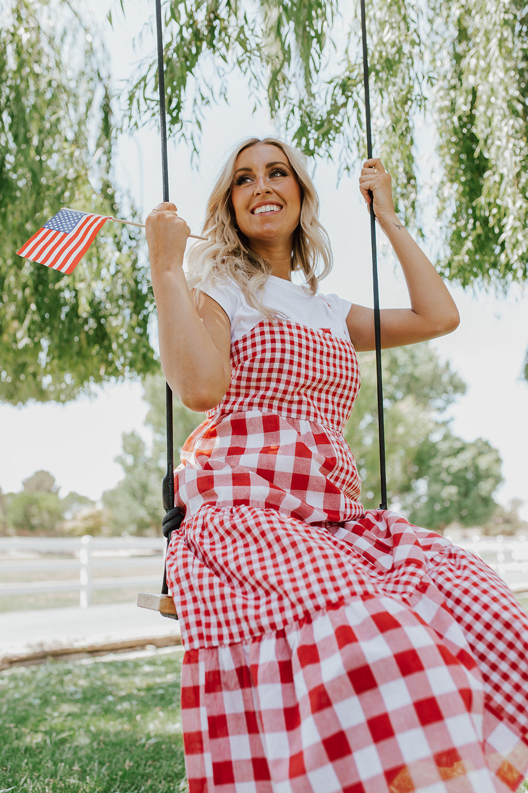THE YOU LOOK LIKE THE FOURTH OF JULY MAXI DRESS IN RED