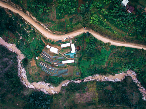Aerial view of Shyira Coffee Washing Station