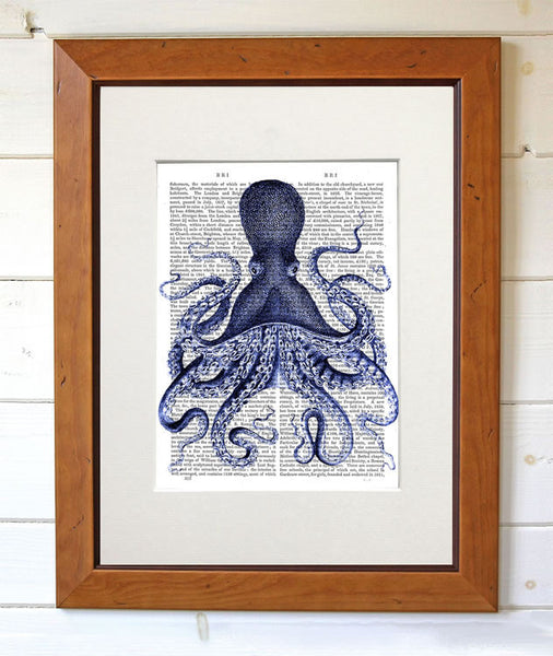 Blue Octopus Book Print