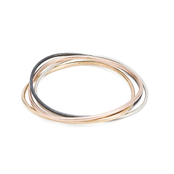 Set of Four-Hoop Interlocking Bangles