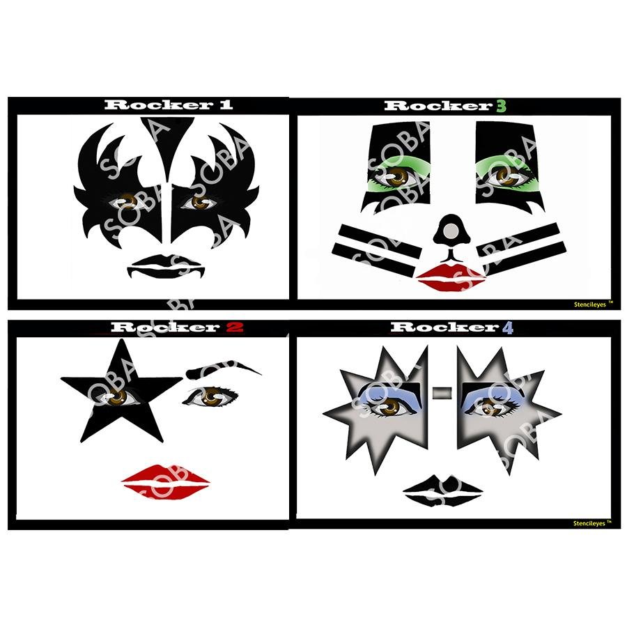 Kiss Makeup Stencil 9: Face Painting Stencil KISS Band 1-4