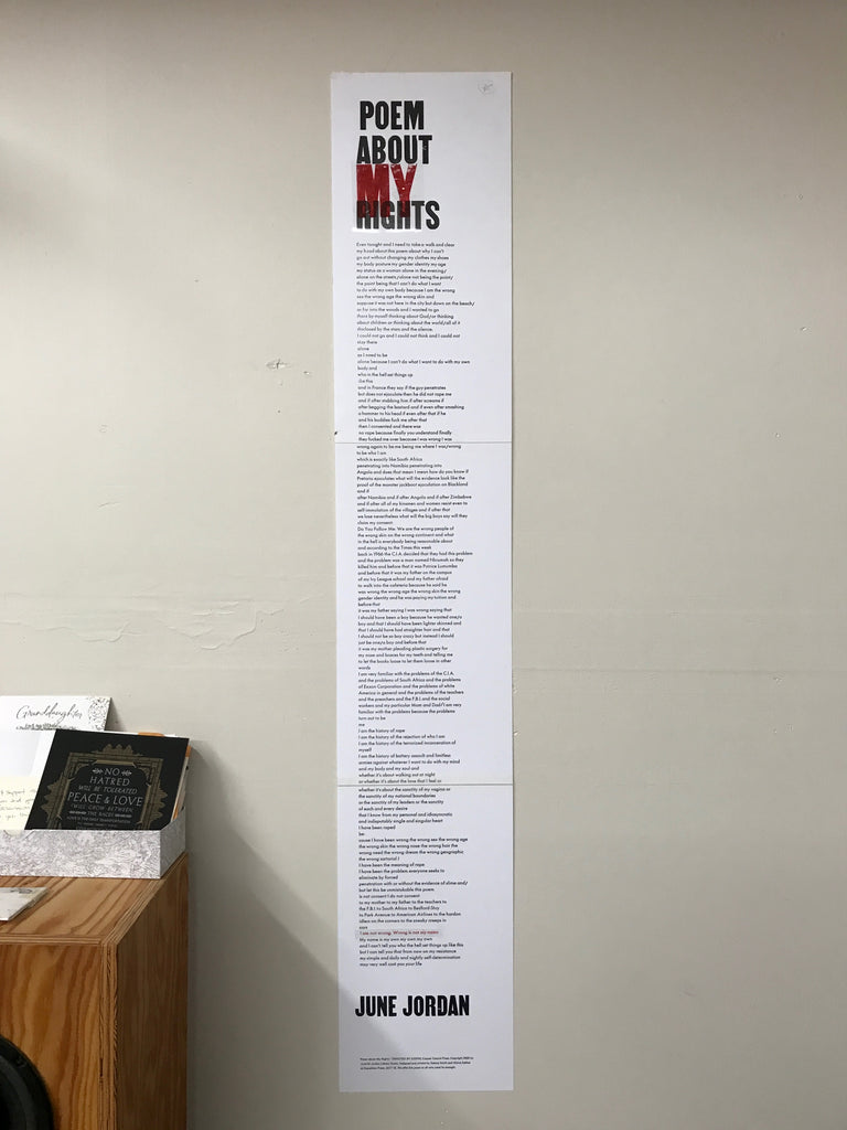 mockup of 4ft long Poem about My Rights broadside