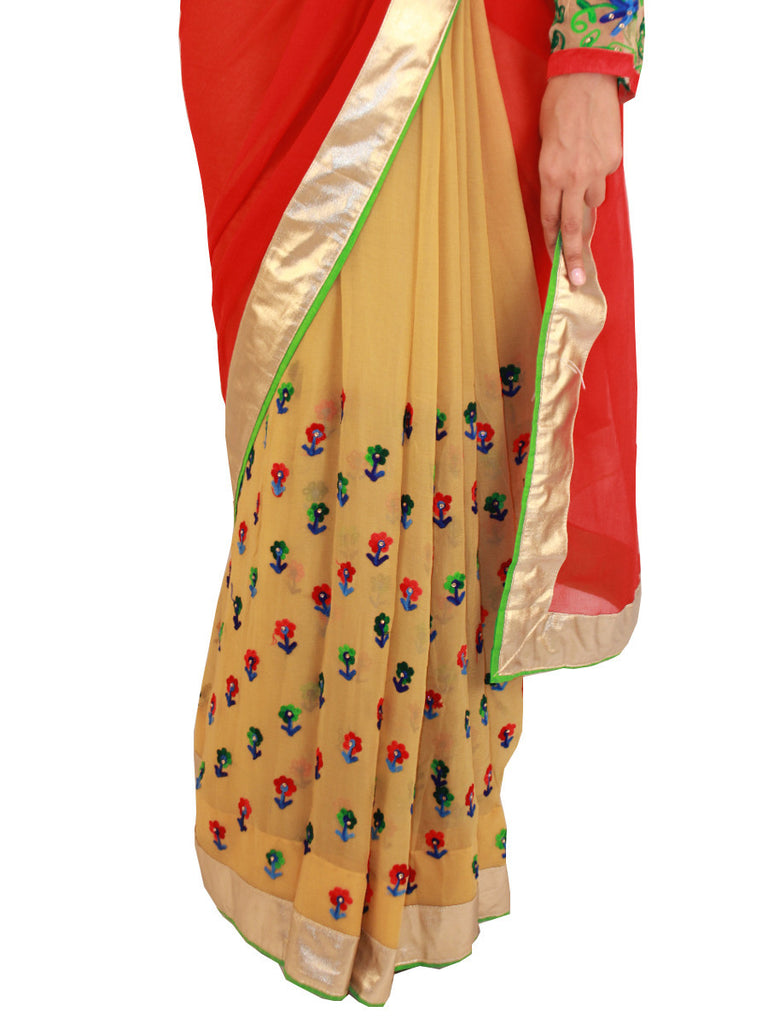  - brown-red-embroidery-georgette-saree-with-designer-blouse-bottom-view_1024x1024