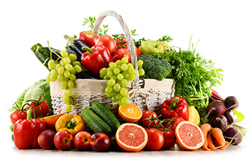 Basket of Nutritious Fruits and Vegetables
