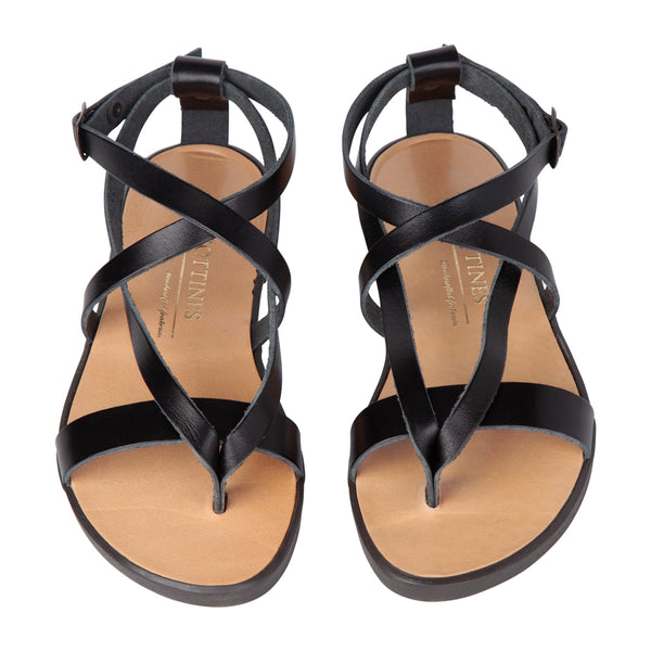 grafisch Wonderbaarlijk Reizen Black Roman sandals - handmade – Bottines