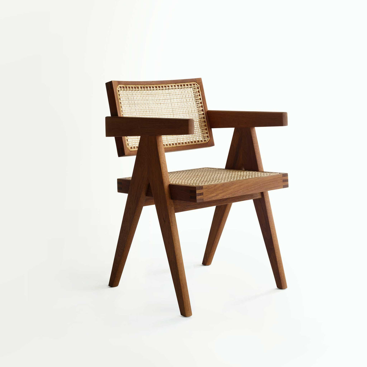 Pierre Jeanneret Design Chair Made From Teak Wood And Rattan Object Embassy