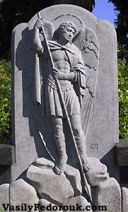 St Michael Granite Sculpture Tombstone by Ukrainian Sculptor Vasily Fedorouk