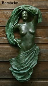 Bronze Wall Hanging Sculpture of Woman Looking Out
