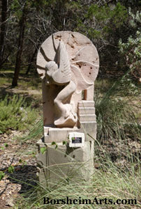 Stairway to Heaven Stone Carving in Pink Limestone Texas