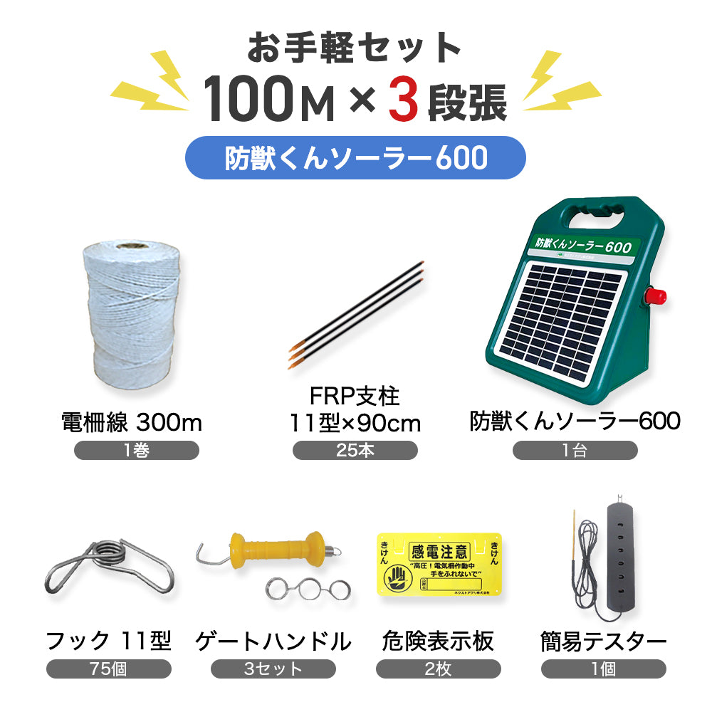 農業用機械 末松電子 電気牧柵機 デンエモン100mセット No.907 - 1