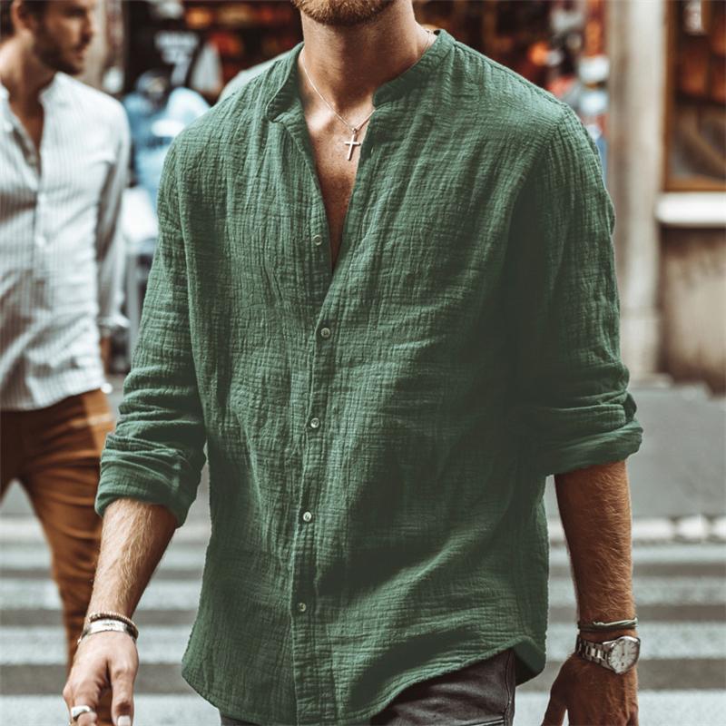 Chemise boutonnée à manches longues pour hommes – cotonetlin