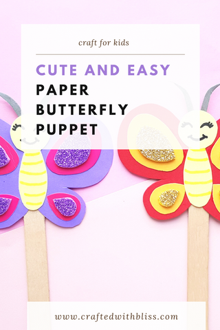 Easy Paper Butterfly Puppet Craft For Kids