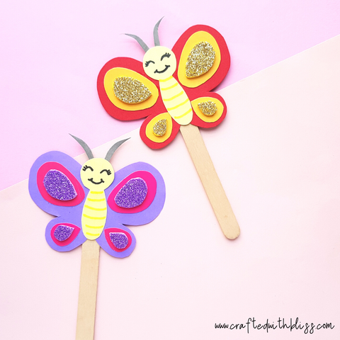 Easy Paper Butterfly Puppet Craft For Kids