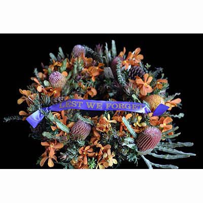 Australian native flowers sympathy wreath ANZAC Day
