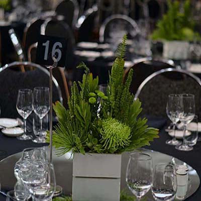 Green flowers centerpiece chrysanthemums fern St Patricks Day