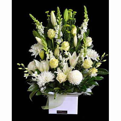 white flowers box