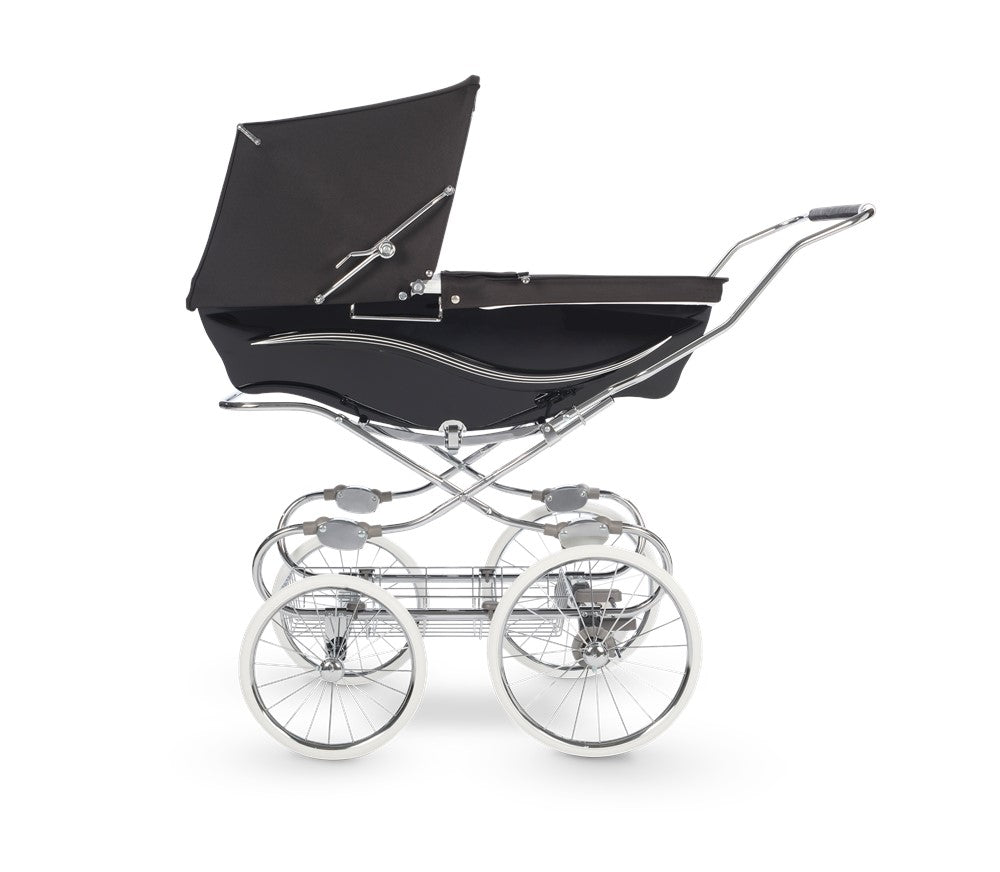 black and white silver cross pram