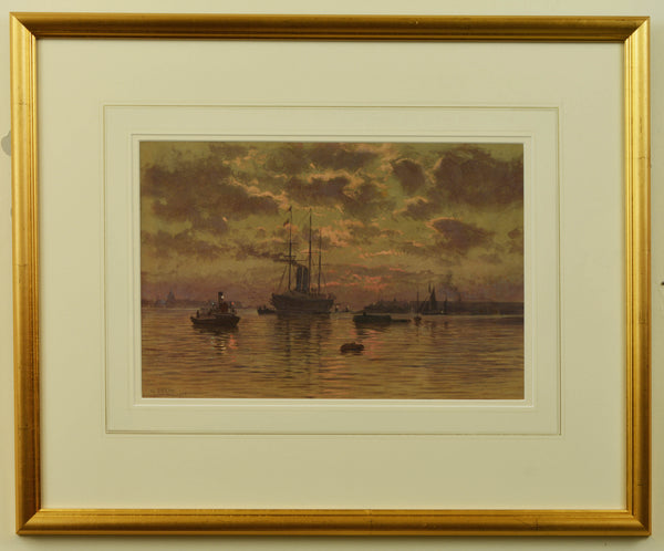 Watercolour of Portsmouth Harbour by Martin Snape