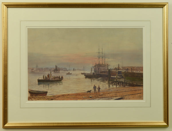 Watercolour of Portsmouth Harbour with the Gosport Ferry by Martin Snape
