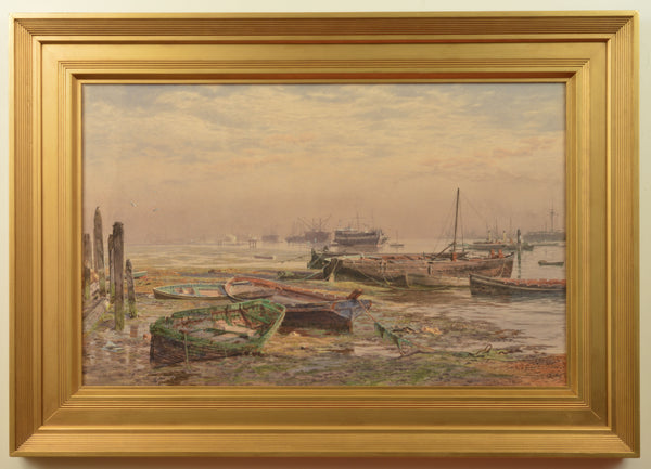 Watercolour of Hulks in Portsmouth Harbour by Martin Snape