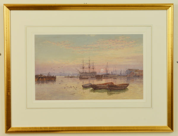 Watercolour of HMS Victory in Portsmouth Harbour by Martin Snape