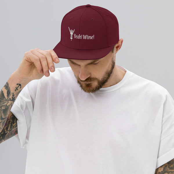 Yeah! Wine! White Lettering Snapback Hat