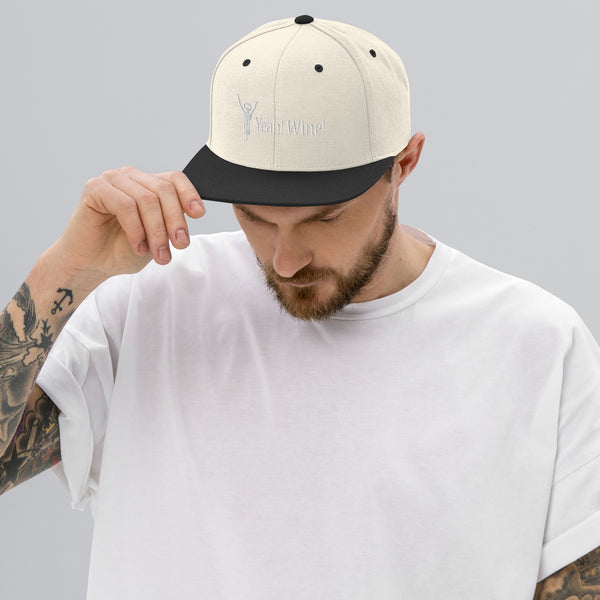 Yeah! Wine! White Lettering Snapback Hat