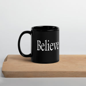 Believe Black Glossy Mug