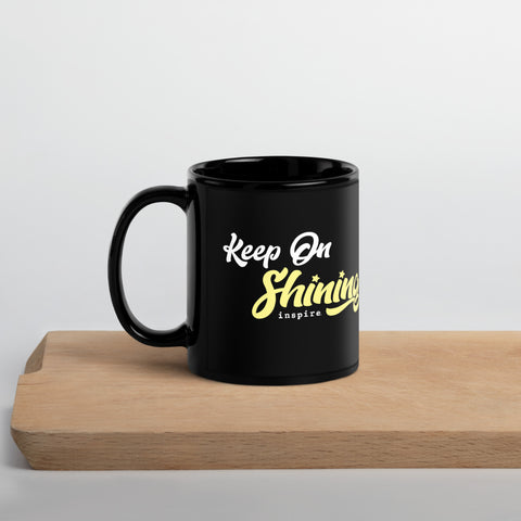 inspire Keep on Shining Black Glossy Mug