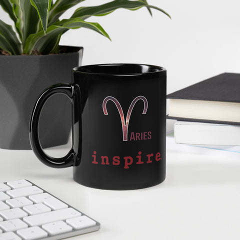 inspire Aries Black Glossy Mug